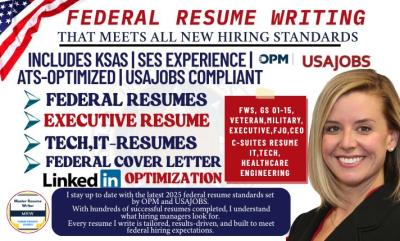 I will write federal resume writing executive resume usajobs ats resume cover letter cv