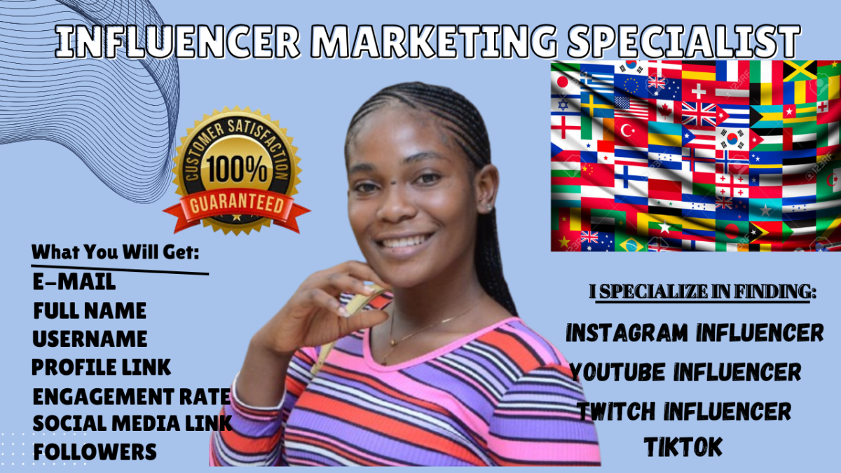I Will Source the Best List of Instagram, TikTok, YouTube Influencers for Your Campaign