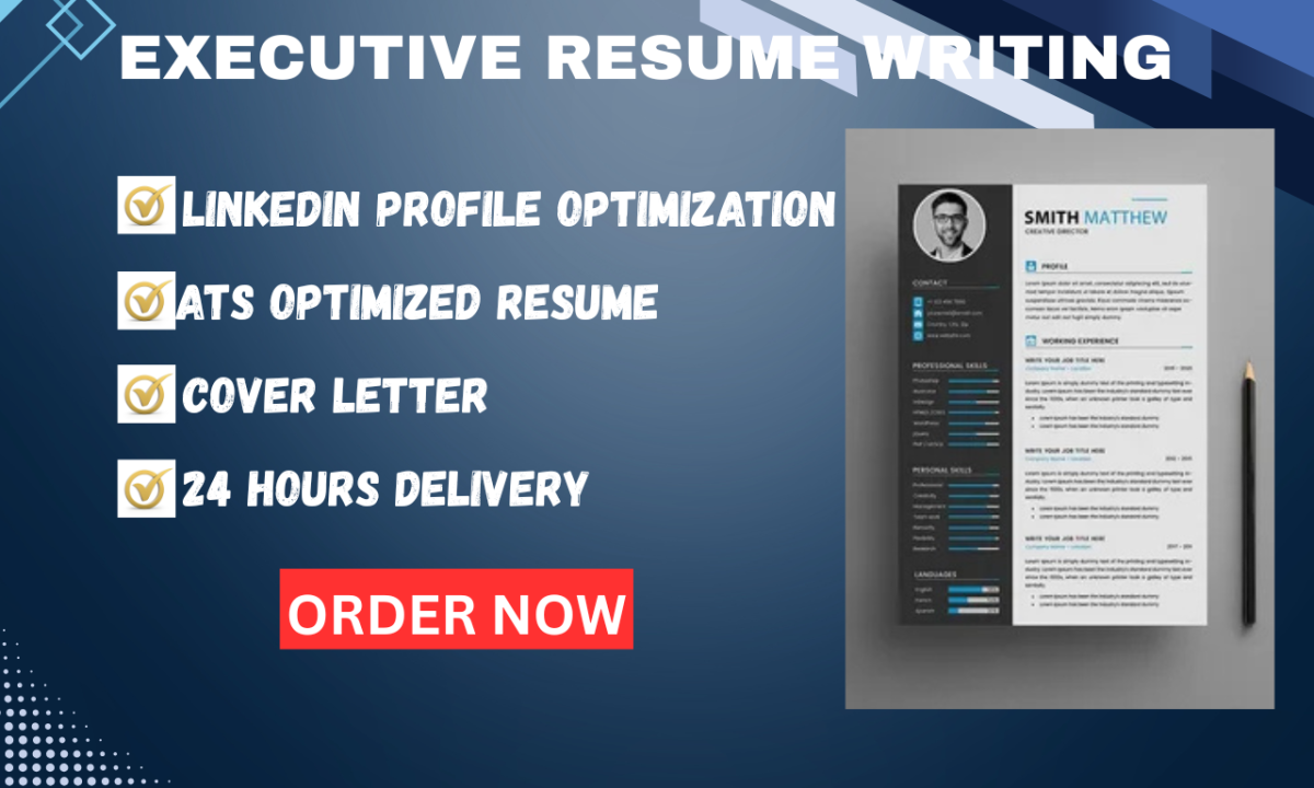 I will write ATS optimized executive resume and cover letter to win jobs
