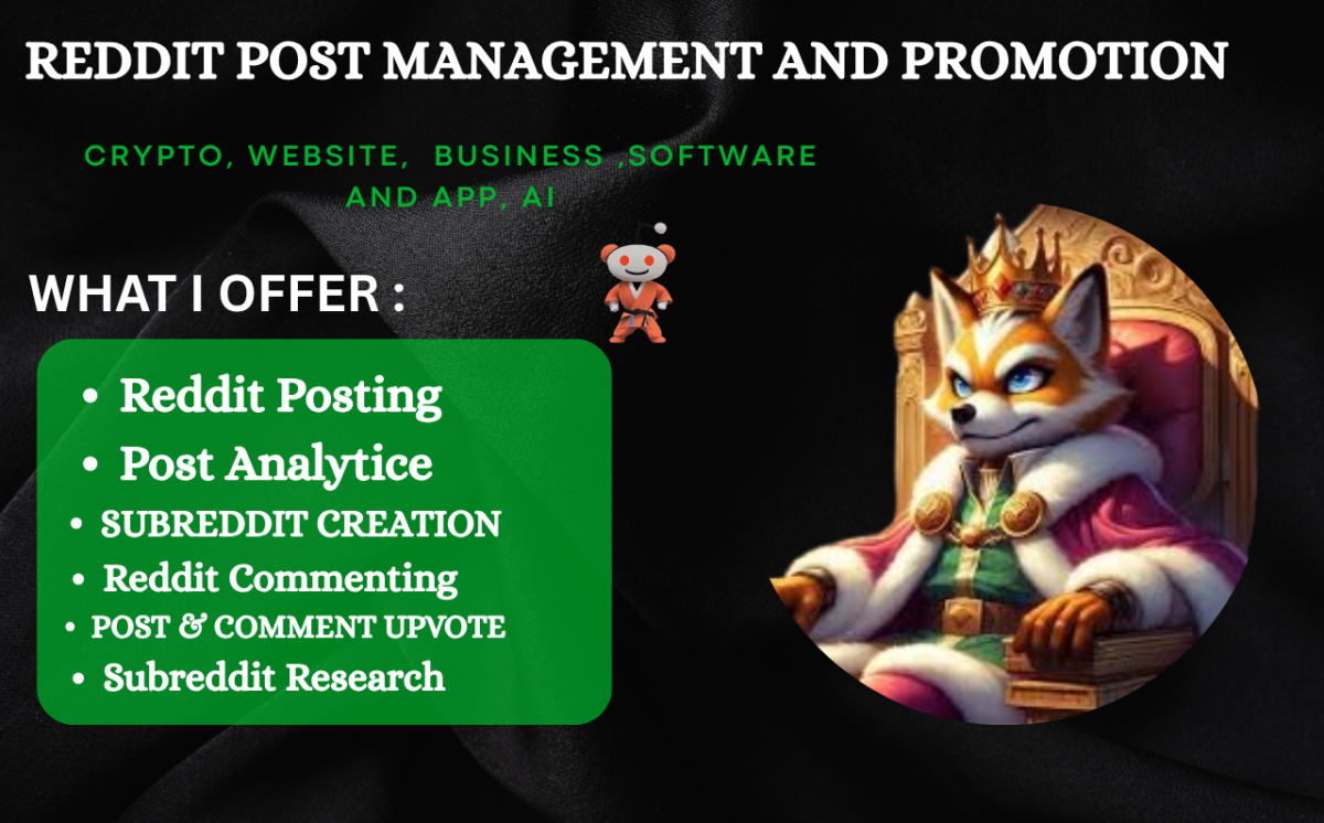 I will do Reddit post management for business website ecommerce IPTV product link app