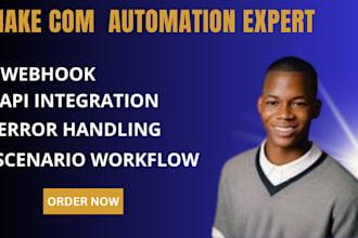 I will setup make com integromat made com api integration automated make com workflow