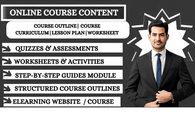 I will create lesson plan, assignment, ebook, online course content creation, ppt