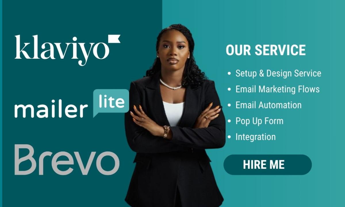 I will setup Klaviyo flows, MailerLite, Brevo, Klaviyo email marketing, Klaviyo Shopify