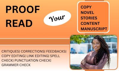 I Will Proofread, Copy, and Line Edit Your Manuscript, Story, or Content Writing Document