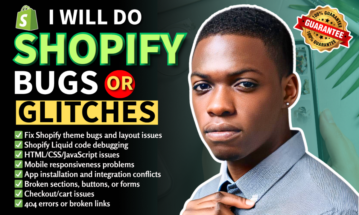 I Will Fix Shopify Bugs, Errors, or Issues Fast and Glitches Quickly