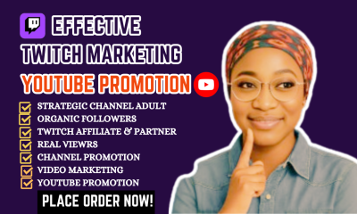 I will Twitch channel promotion for live viewers, Twitch Affiliate boost, YouTube video