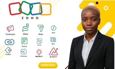 I will setup Zoho CRM, Zoho Books, Zoho Forms, Zoho Sites, Zoho Desk, and Zoho Ecommerce