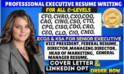 I will write executive engineering resume, tech IT resume for C-level executives, executive resumes, Eves