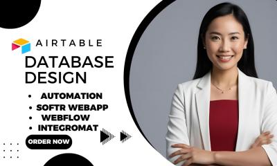 I will design and automate your Airtable database as Airtable expert with Softr & Webflow