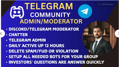 I will be your NFT Discord Moderator, Telegram Admin, Chatter, Community Manager