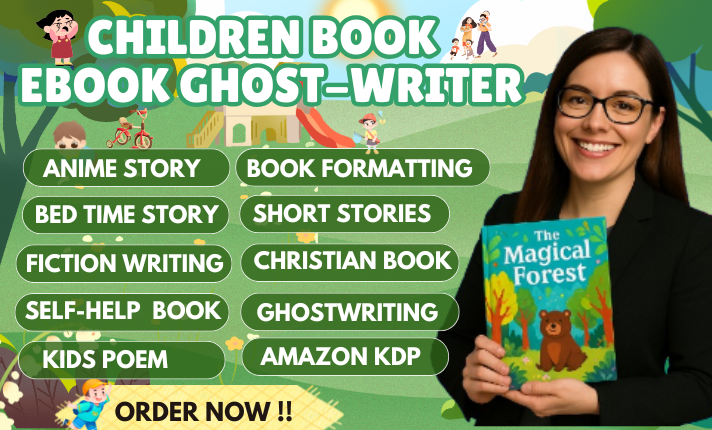 I will be your children book ghost writer christian story book writer kid book writer