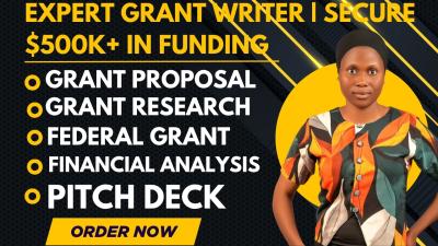 I Will Write a Winning Grant Proposal with Business Plan, Grant Research, and Funding