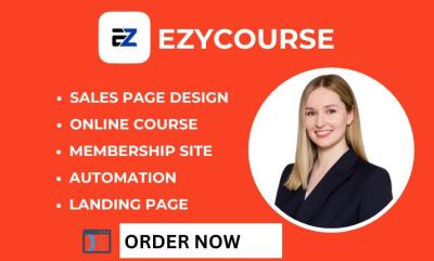 I will design EzyCourse website, Thinkific, Unbounce landing page, ShowIt, Systeme.io