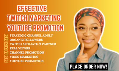 I will be your social media manager, Twitch, YouTube channel marketing, website page SEO