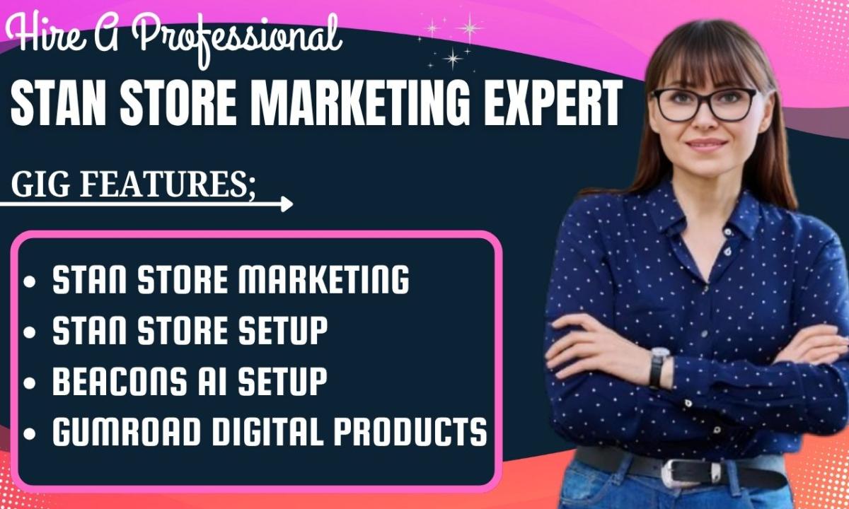 I will create and design your Stan Store, Beacons AI, or Gumroad digital products