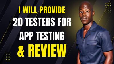 I will provide 20 real testers, 12 testers, for closed app testing, website review