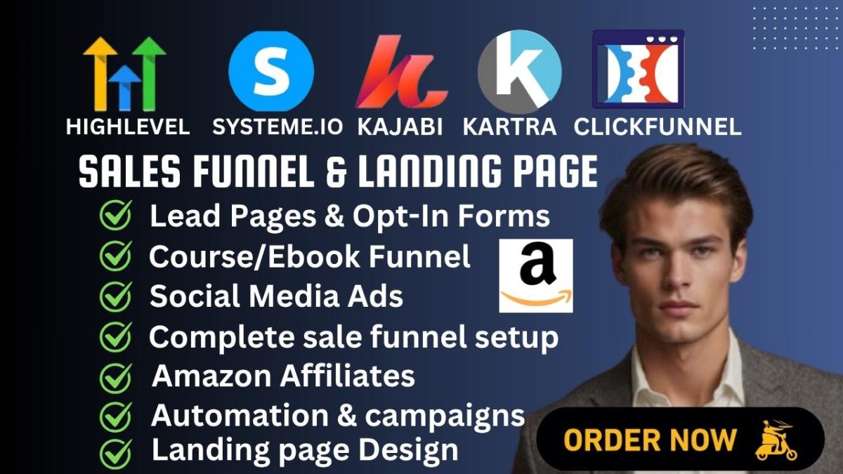 Landing Page Sales Funnel in Systeme.io, ClickFunnels, GoHighLevel, Kajabi, Kartra