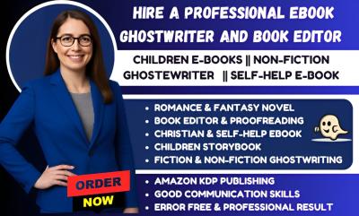 I will be ebook ghostwriter, KDP book writer, ghost book writer non fiction ghostwriter