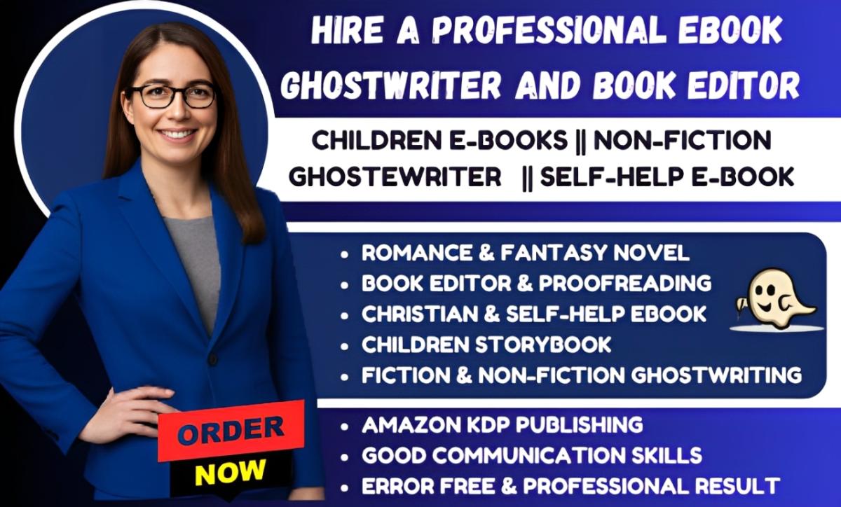 I will be Ebook Ghostwriter, KDP Book Writer, Ghost Book Writer Non Fiction Ghostwriter