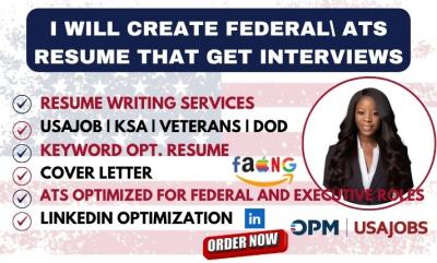 I will write a professional federal resume for USAJOBS ECQ, CV, Resume, Cover Letter