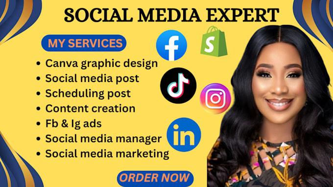 I will be your Instagram social media post design, marketing manager, and content creator