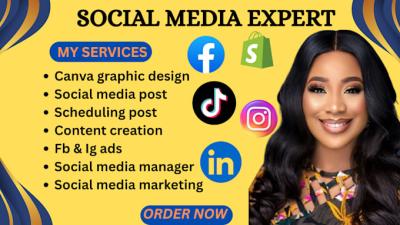 I will be your Instagram social media post design, marketing manager, and content creator