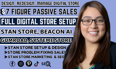 I will stan store stan store marketing, stan store setup beacon ai, payhip landing page