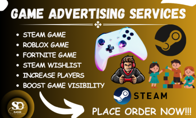 I will promote and advertise Steam game, Roblox game, Fortnite map and game promotion