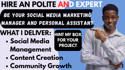 I Will Be Your Social Media Marketing Manager and Personal Assistant