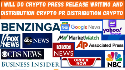 I will do crypto press release writing and distribution, crypto PR distribution, crypto