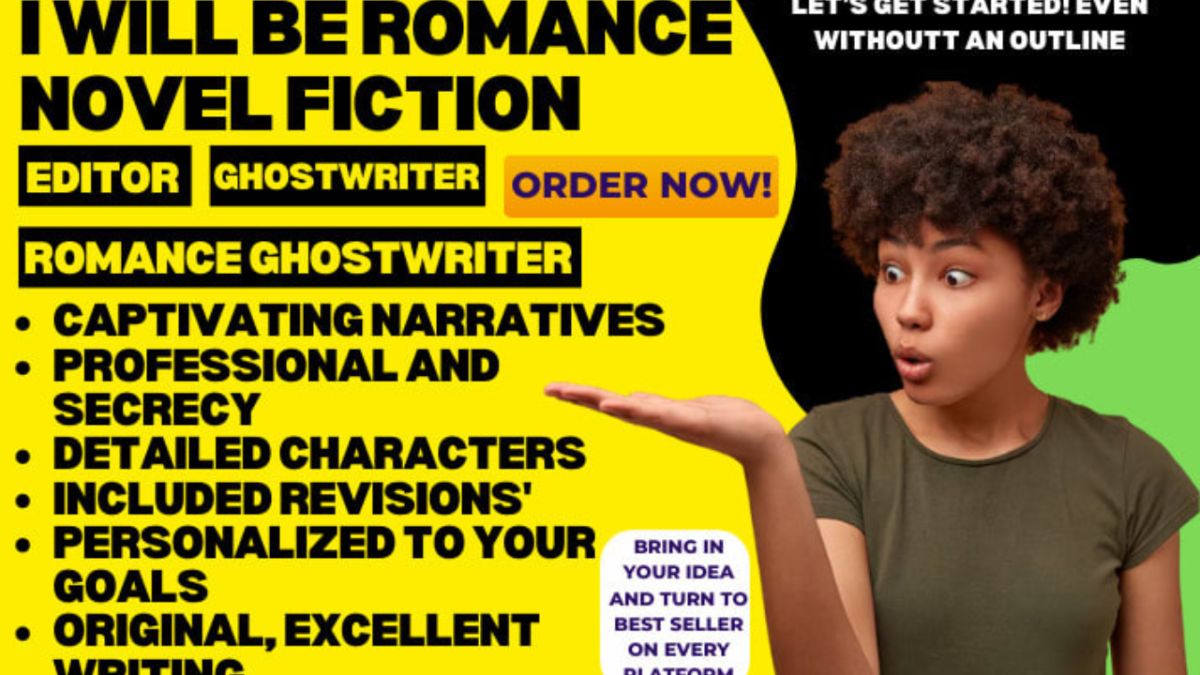 I will be your ebook writer, romance novel, ebook editor, fiction romance ghostwriter