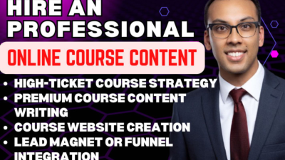 I will create a high ticket online course content, course creation, course website, ebook