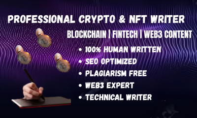 I Will Write Blockchain Fintech Crypto NFT Web3 and DeFi SEO Blog Articles