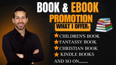 I will do Book, Ebook, Kindle Book, Children Book, and Christian Books Promotion