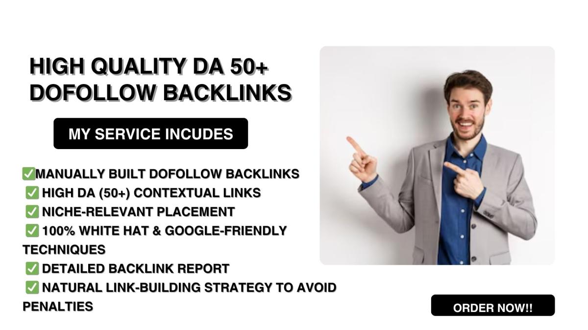 I will do high DA White Hat SEO Backlinks Dofollow Contextual Link Building