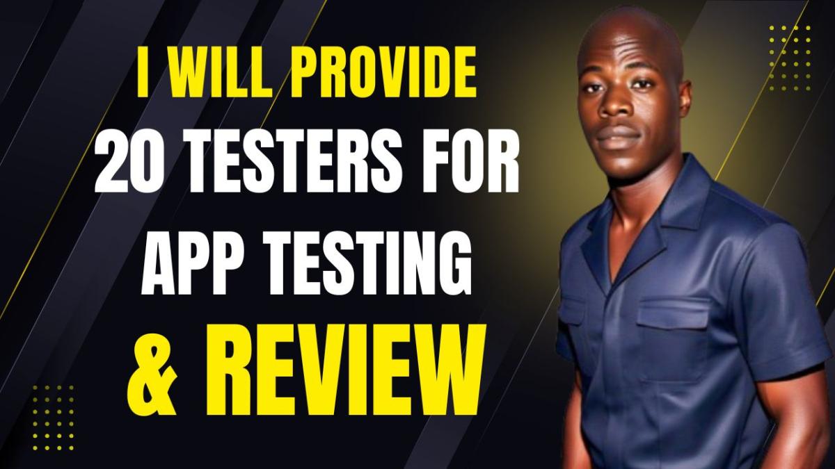 I will provide 20 real testers, 12 testers, for closed app testing, website review