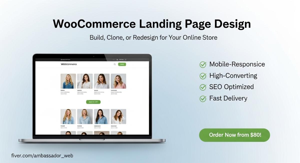 I Will Build, Clone, or Redesign a WooCommerce Landing Page for Your Online Store