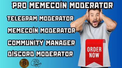 I will memecoin telegram community moderator social media manager bring 40 chatters