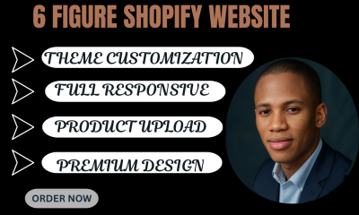 I will build 6 figure Shopify website development, Shopify dropshipping store, Shopify