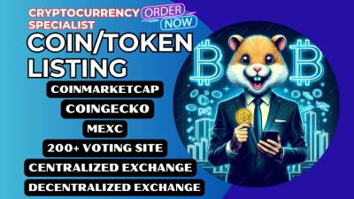 I will fast list token coin ico on coinmarketcap congecko dex cex
