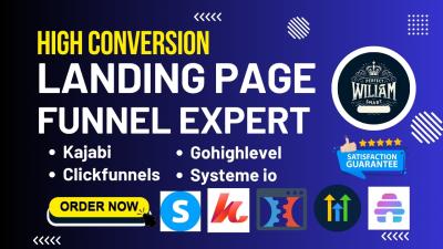 I will Kajabi, ClickFunnels, GoHighLevel, Systeme.io, Beehiiv, Wix Landing Page & Funnel Expert
