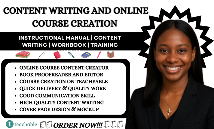 I Will Create Online Course Content, Content Writing, and Course Creation on Teachable