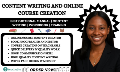 I Will Create Online Course Content, Content Writing, and Course Creation on Teachable