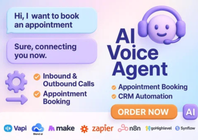 Will AI Voice Calling Agent VAPI Bland GoHighLevel Make COM Book Appointment N8N Grid