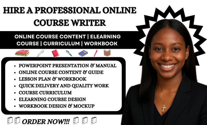I Will Create Online Course Content, Content Writing, Lesson Plans, PPT, Workbook Design