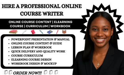 I Will Create Online Course Content, Content Writing, Lesson Plans, PPT, Workbook Design
