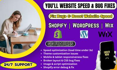 I Will Optimize Website Speed and Fix Bugs on Wix, WordPress, Shopify Store
