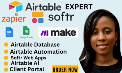 I will setup Airtable, Airtable Automation, Airtable Database, Client Portal, Softr, AI
