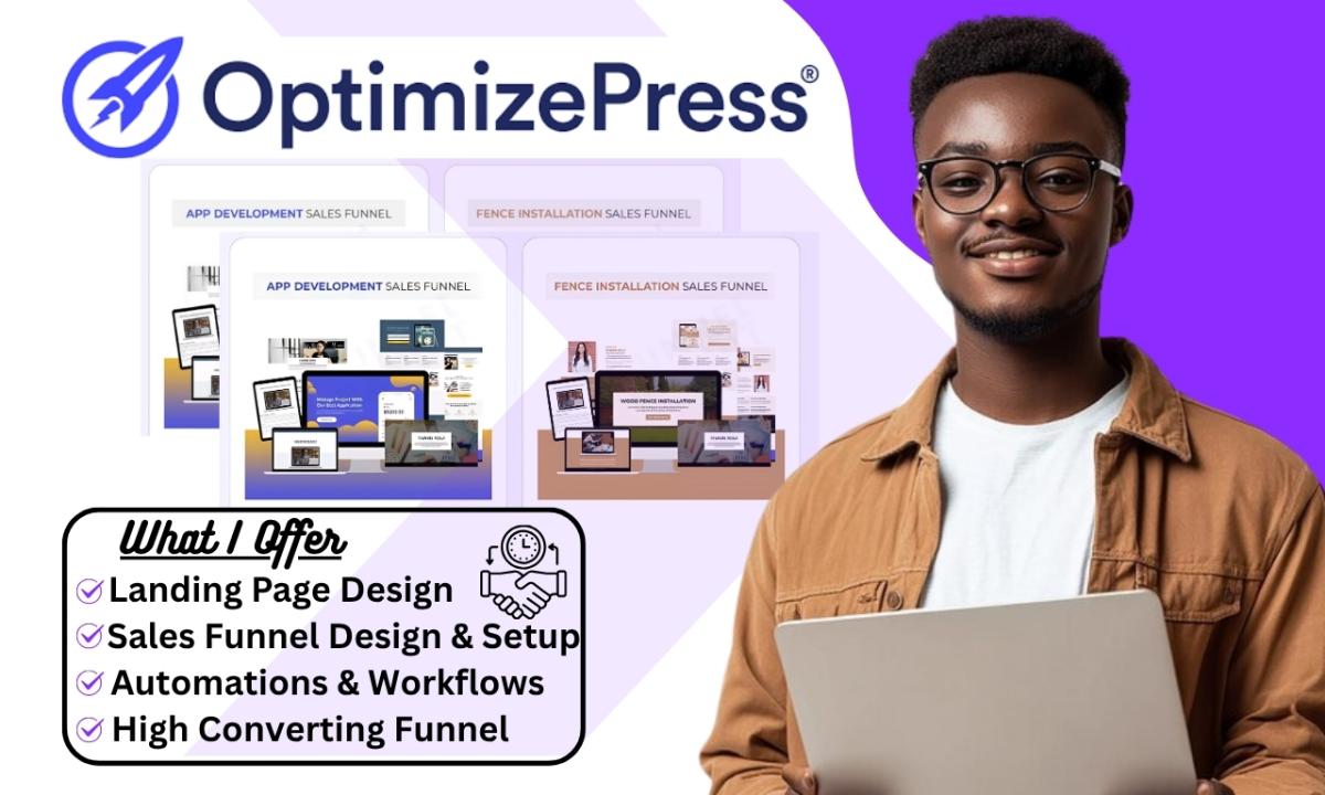 I will design sales funnel membership landing page on OptimizePress, Funnelish, Leadpages