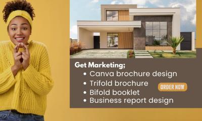 I will create Canva brochure clean trifold, bifold business report booklet Canva expert